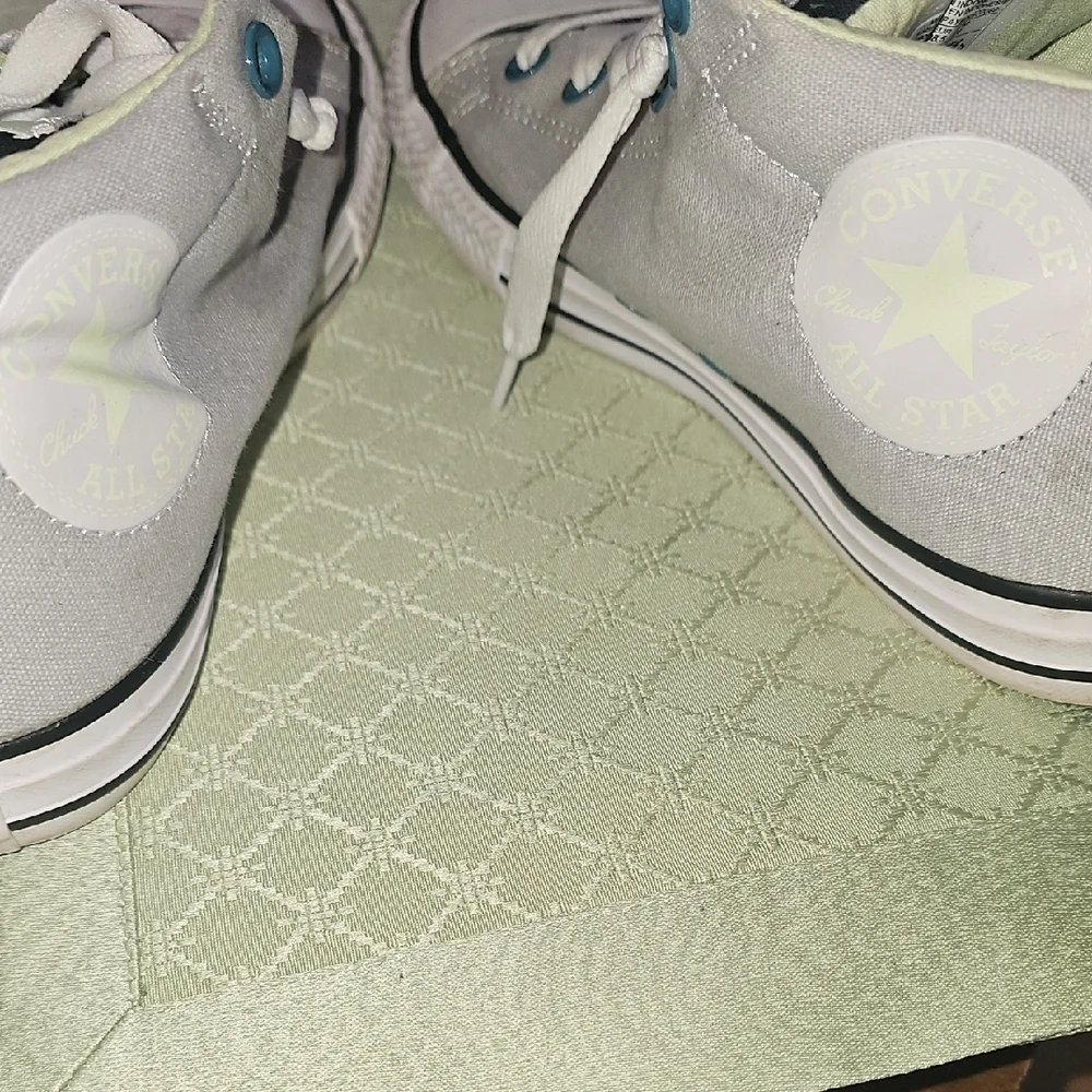 Converse All Star Women's Low Top Sneakers - Grey With Mint Green Size 6